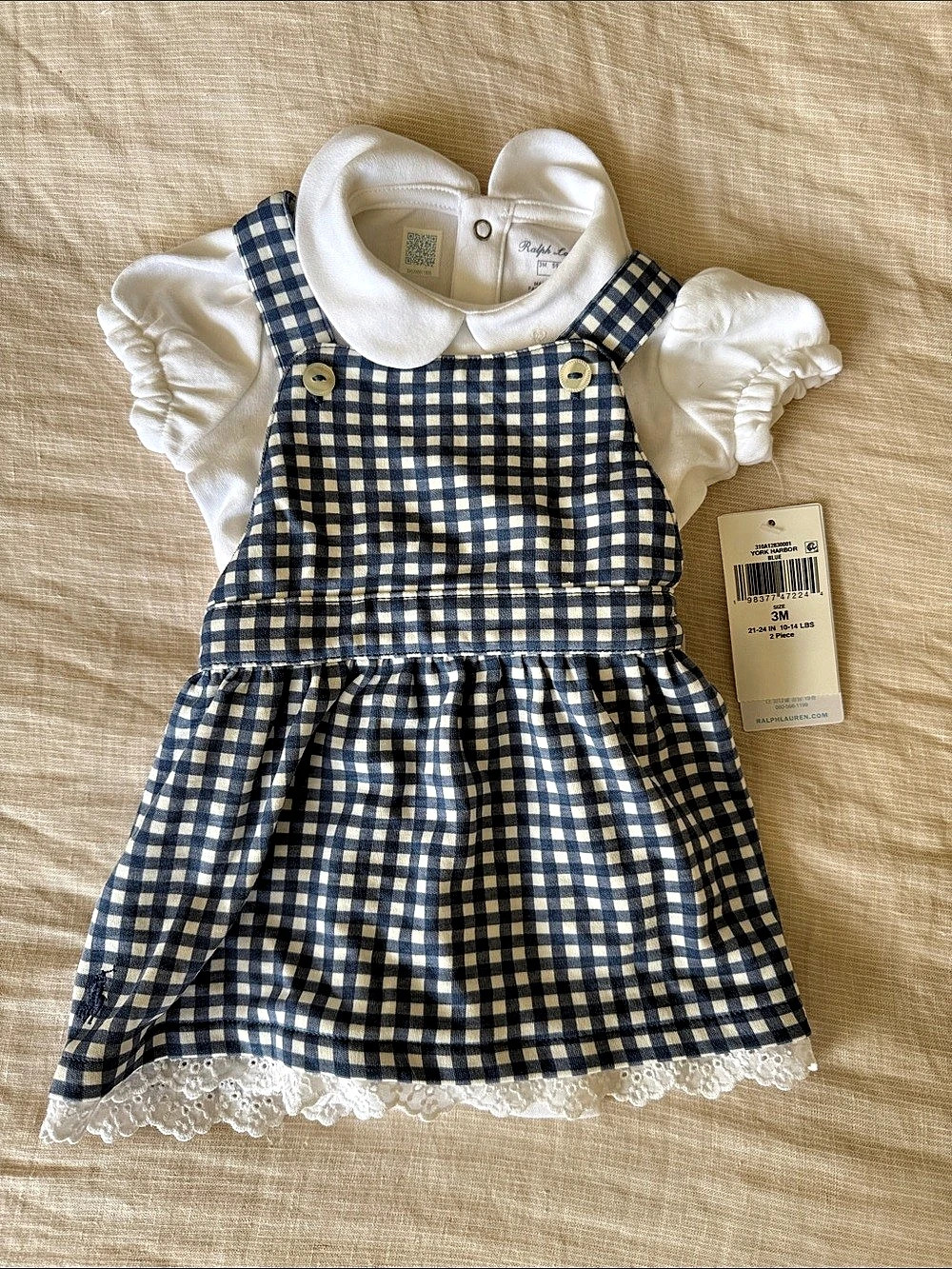 Ralph Lauren York Habour Gingham Dress Set Baby 3M